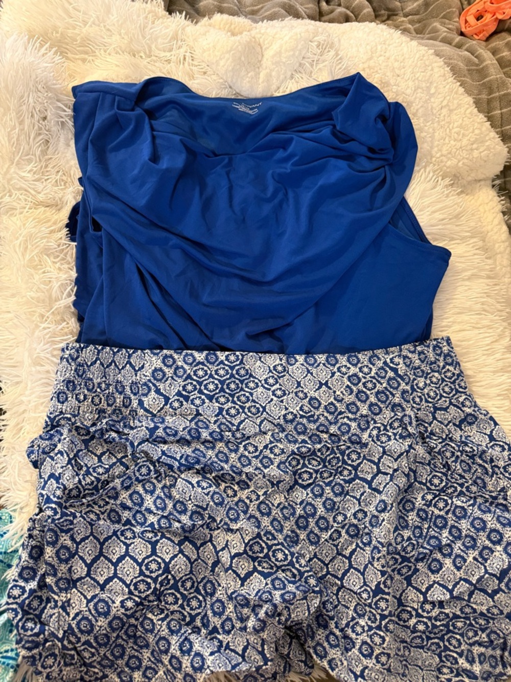 Lane Bryant Royal Blue and White Printed Women's Shorts